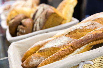 Loaves of bread on the shelf