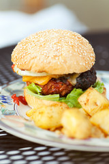 BBQ Turkey Burger & Grilled Potatoes
