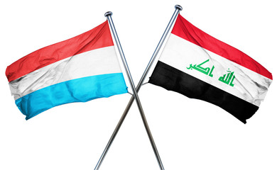 Luxembourg flag with Iraq flag, 3D rendering