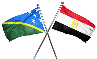 Solomon islands flag with Egypt flag, 3D rendering