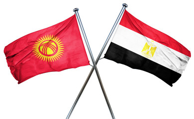 Kyrgyzstan flag with Egypt flag, 3D rendering