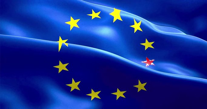 brexit united kingdom of great britain england flag star on european flag, crisis of eurozone brexit, vote referendum for uk exit concept