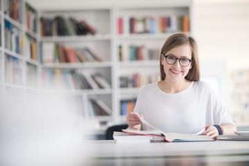 female student study in school library