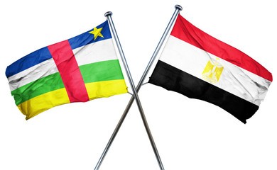 Central african republic flag with Egypt flag, 3D rendering