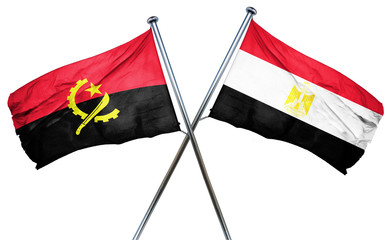 Angola flag with Egypt flag, 3D rendering