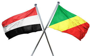 Yemen flag with Congo flag, 3D rendering