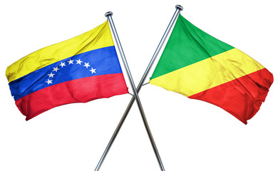 Venezuela flag with Congo flag, 3D rendering
