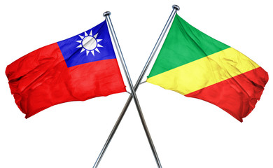 Republic of china flag with Congo flag, 3D rendering