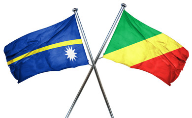 Nauru flag with Congo flag, 3D rendering