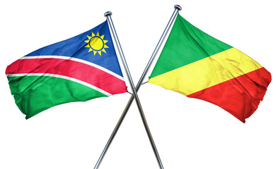 Namibia flag with Congo flag, 3D rendering
