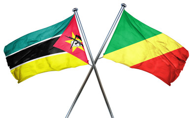 Mozambique flag with Congo flag, 3D rendering