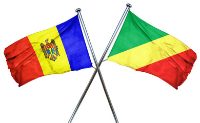 Moldova flag with Congo flag, 3D rendering