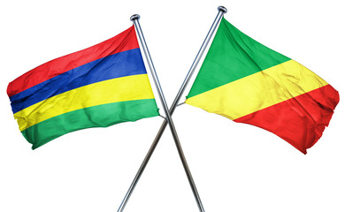 Mauritius flag with Congo flag, 3D rendering