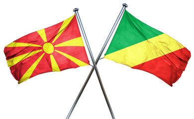 Macedonia flag with Congo flag, 3D rendering