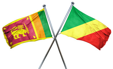 Sri lanka flag with Congo flag, 3D rendering