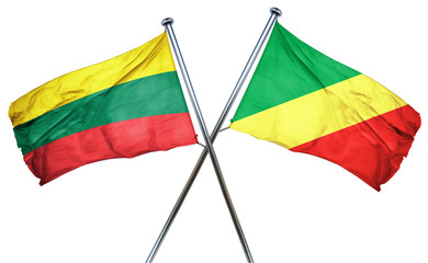 Lithuania flag with Congo flag, 3D rendering