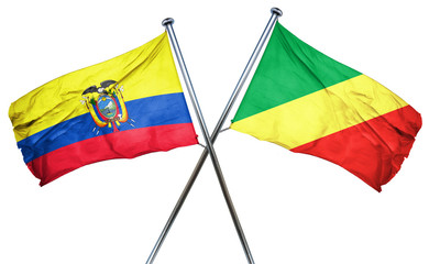 Ecuador flag with Congo flag, 3D rendering