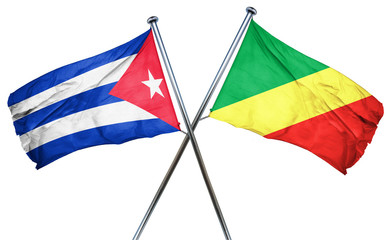 Cuba flag with Congo flag, 3D rendering