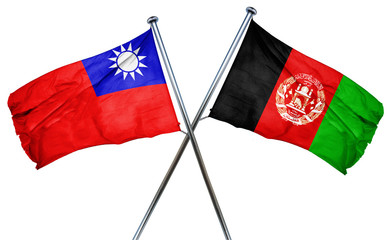 Republic of china flag with Afghanistan flag, 3D rendering