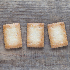 Piece of Mini coconut biscuit on wood table background