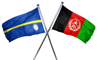 Nauru flag with Afghanistan flag, 3D rendering