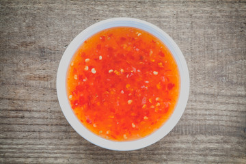 Western cuisine sweet chili sauce made with red chili pepper