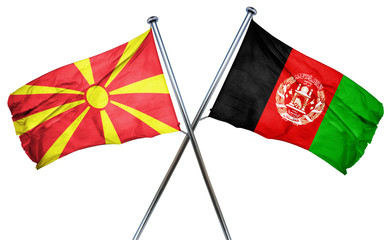 Macedonia flag with Afghanistan flag, 3D rendering