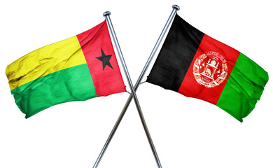 Guinea bissau flag with Afghanistan flag, 3D rendering