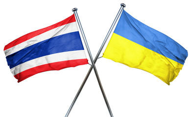 Thailand flag with Ukraine flag, 3D rendering