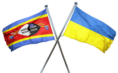 Swaziland flag with Ukraine flag, 3D rendering