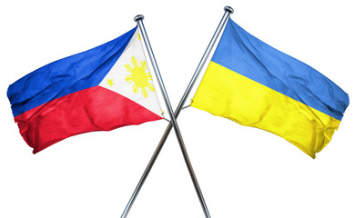 Philippines flag with Ukraine flag, 3D rendering