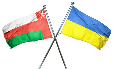 Oman flag with Ukraine flag, 3D rendering
