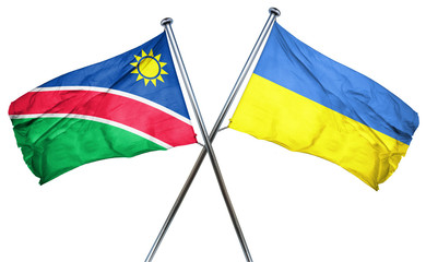 Namibia flag with Ukraine flag, 3D rendering