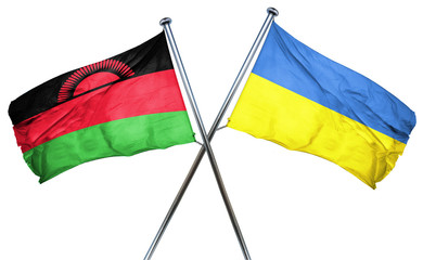 Malawi flag with Ukraine flag, 3D rendering