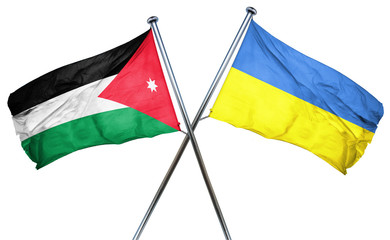 Jordan flag with Ukraine flag, 3D rendering