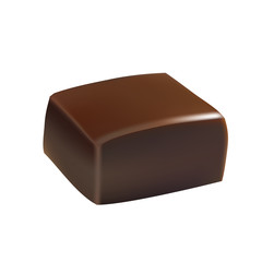 chocolate candy on top of each other with caramel filling and caramel candy, over white background