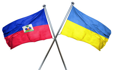 Haiti flag with Ukraine flag, 3D rendering