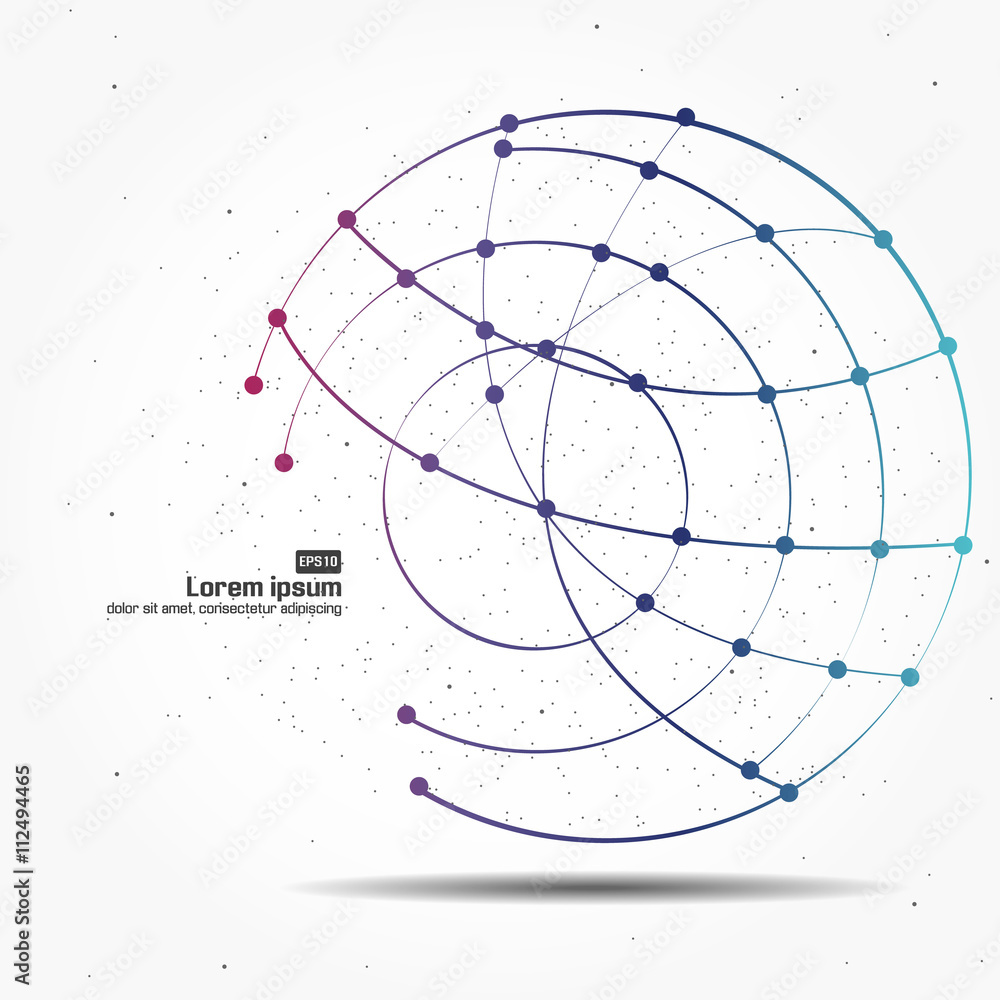 Poster point and curve constructed the sphere wireframe
