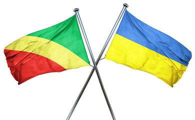 Congo flag with Ukraine flag, 3D rendering