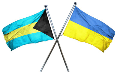 Bahamas flag with Ukraine flag, 3D rendering