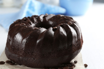 Chocolate muffin cake, on the table