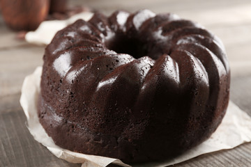 Chocolate muffin cake, on the table