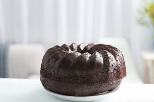 Chocolate muffin cake, on the table