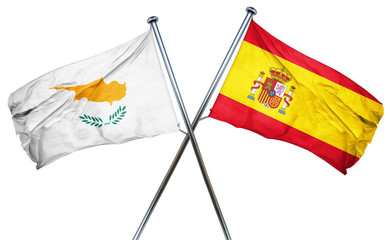 Cyprus flag with Spain flag, 3D rendering