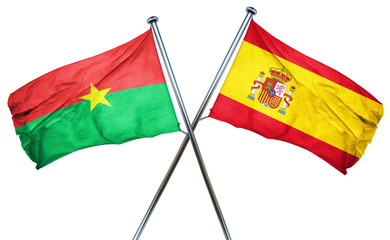 Burkina Faso flag with Spain flag, 3D rendering