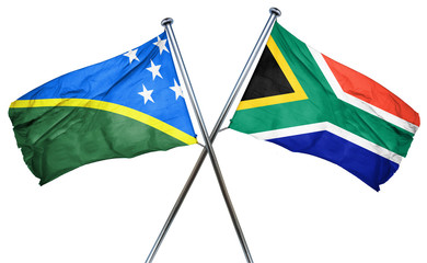 Solomon islands flag with South Africa flag, 3D rendering