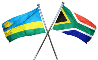 Rwanda flag with South Africa flag, 3D rendering