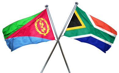 Eritrea flag with South Africa flag, 3D rendering