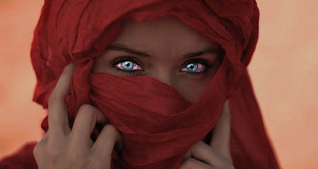 Blue eyes arabic woman