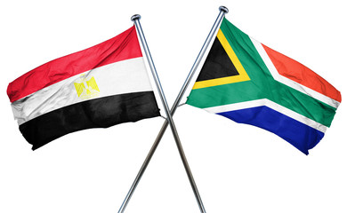 Egypt flag with South Africa flag, 3D rendering